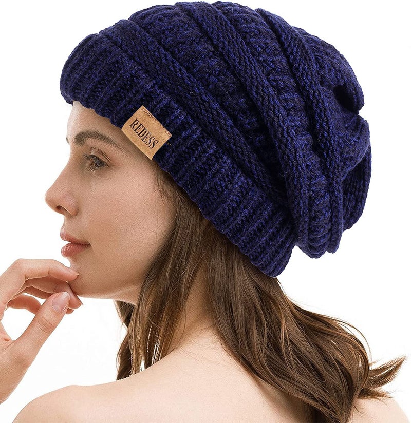 REDESS Slouchy Beanie Hat for Women Winter Warm Chunky Soft Oversized Cable Knit Cap